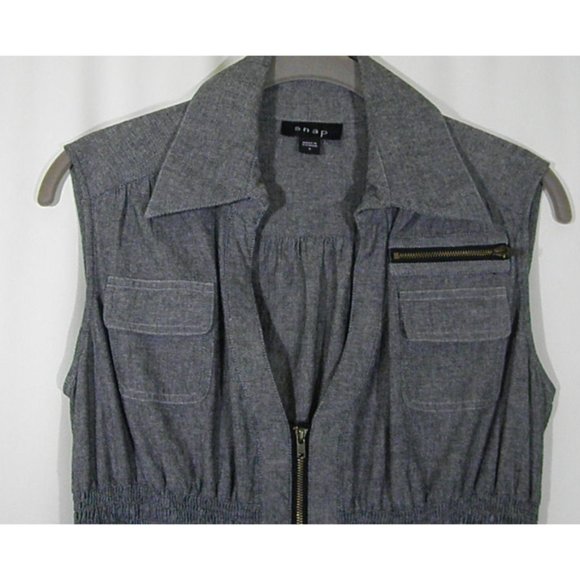 Snap Sleeveless front Zip Mini Dress - Picture 9 of 9